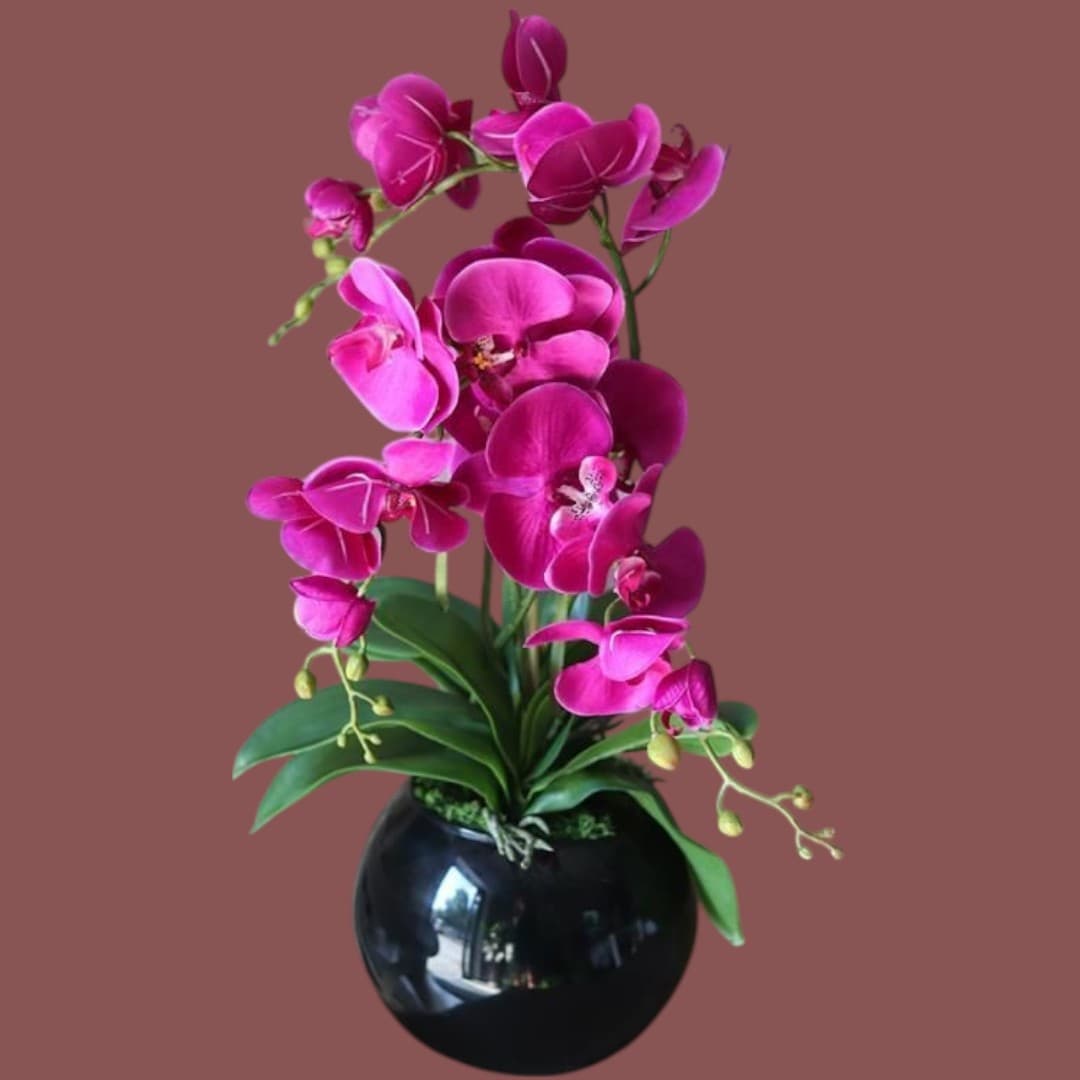 Artificial Orchid Arrangements In Black Pot — Artificial Flowers And Gifting for Dubai & UAE delivery | Planto.ae