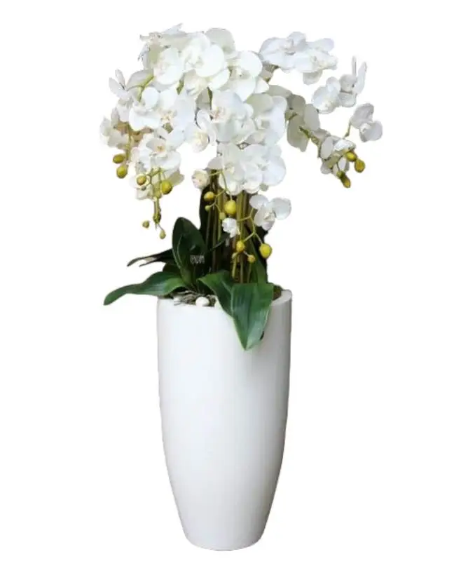 A Unique Piece- Fake White Orchid In Ceramic Pot — photo 2 | Planto.ae UAE