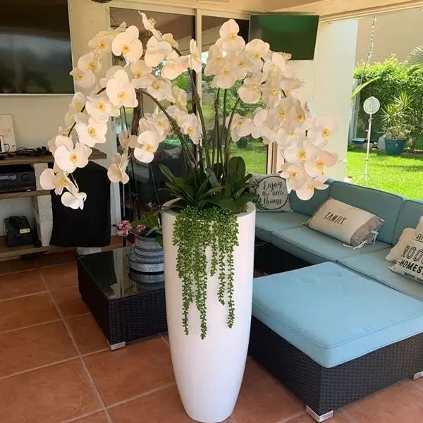 Artificial Offwhite Orchid In Ceramic Pot — Artificial Plants for Dubai & UAE delivery | Planto.ae