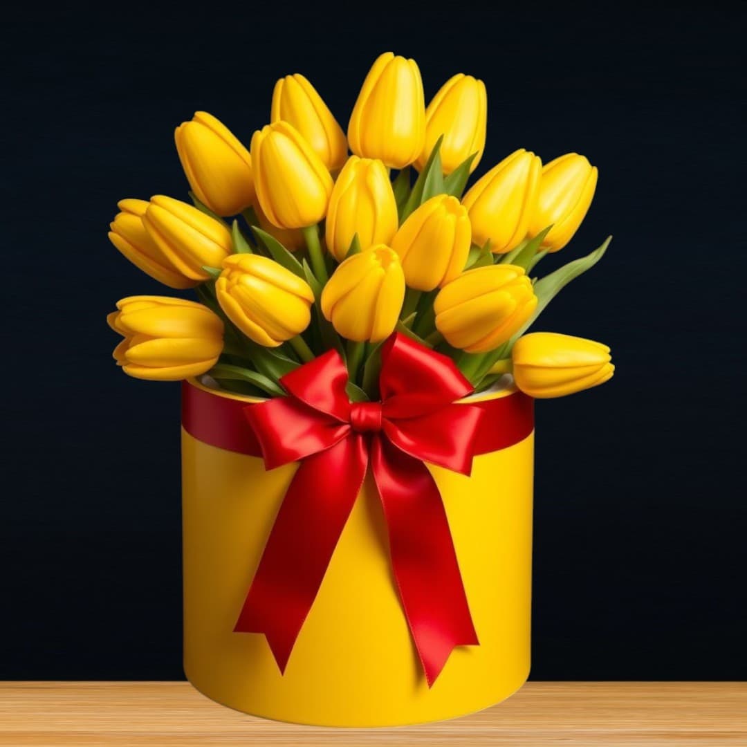 Yello Fake Tulip In a Box — Artificial Plants for Dubai & UAE delivery | Planto.ae