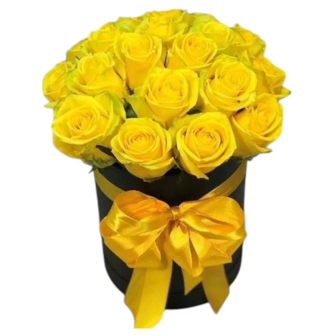 Yellow Fake Roses In A Box — photo 2 | Planto.ae UAE