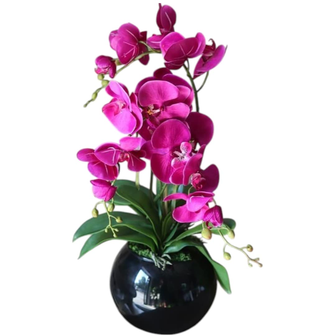 Artificial Orchid Arrangements In Black Pot — photo 2 | Planto.ae UAE