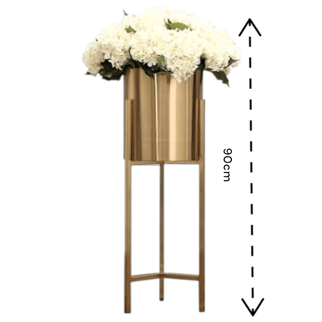 Artificial White Hydrangea Arrangement in Metal Pot with Stand – 90cm — photo 2 | Planto.ae UAE