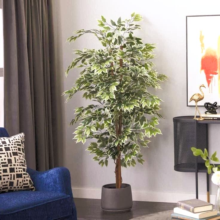 Ficus Artificial In Black fiber Pot — Artificial Plants for Dubai & UAE delivery | Planto.ae