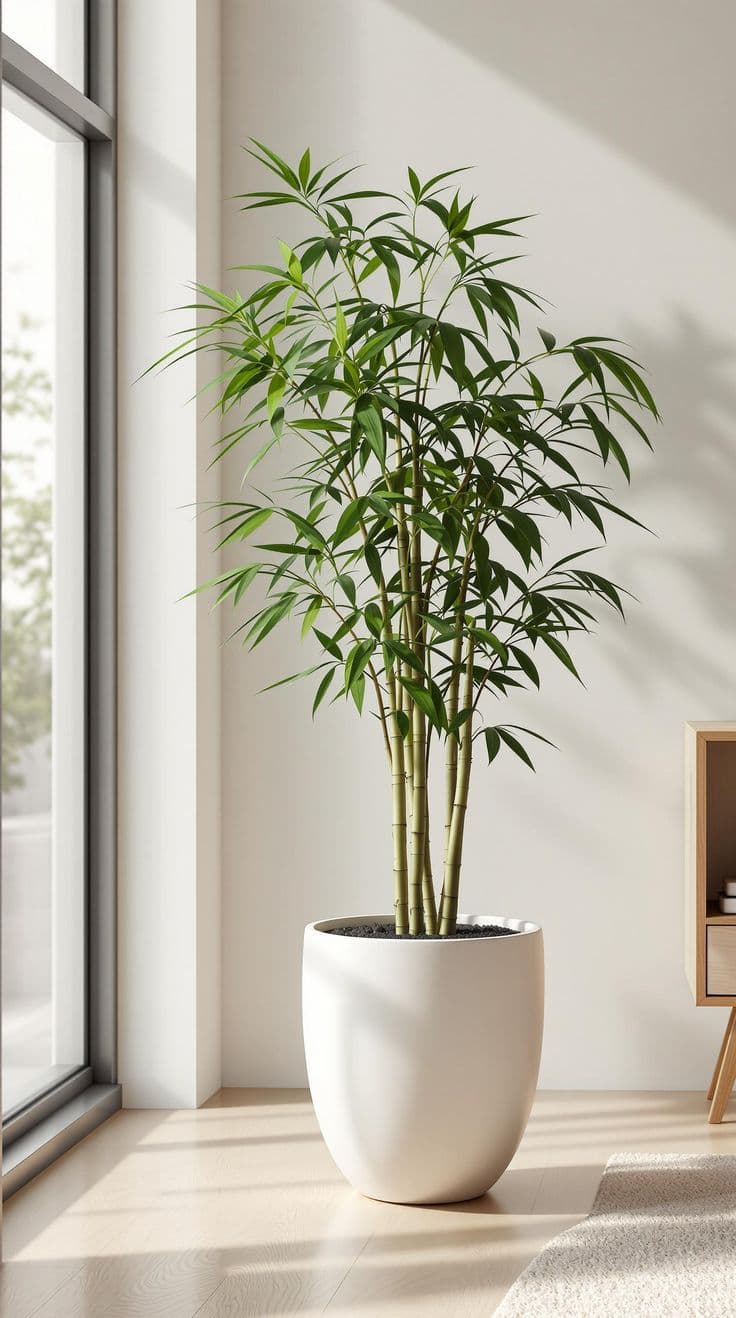 Bambo Plant In White Ceramic Pot — photo 2 | Planto.ae UAE